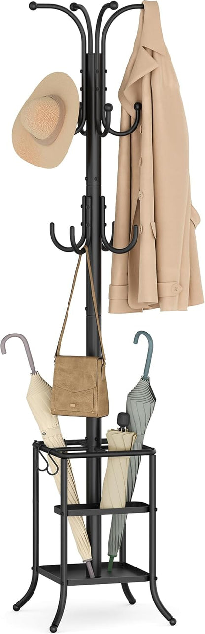 Coat Rack Freestanding, Coat Rack with Umbrella Holder