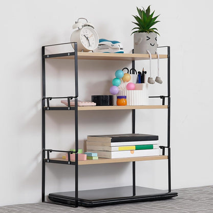 Desk Shelf Organizer for Top of Desk, Detachable 2 Tier Desktop Bookshelf