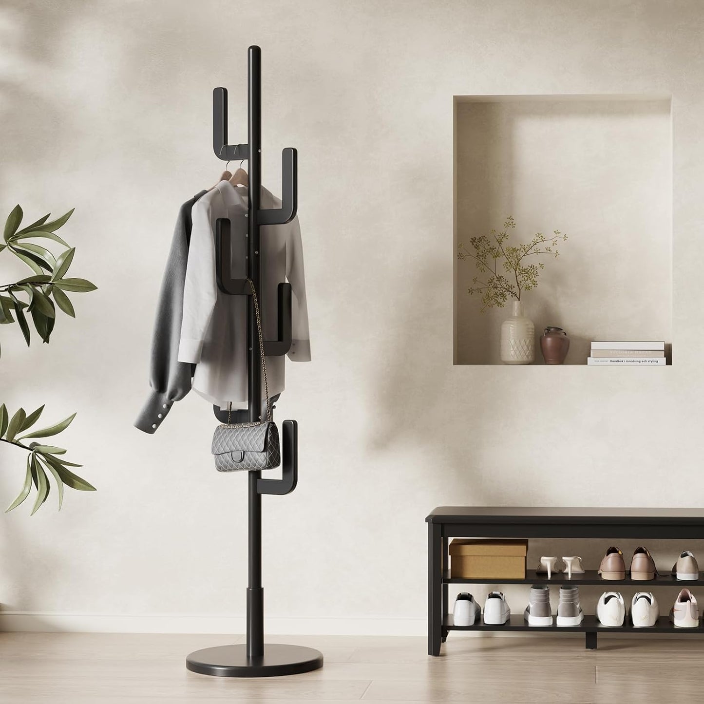 Solid Wood Cactus Coat Rack