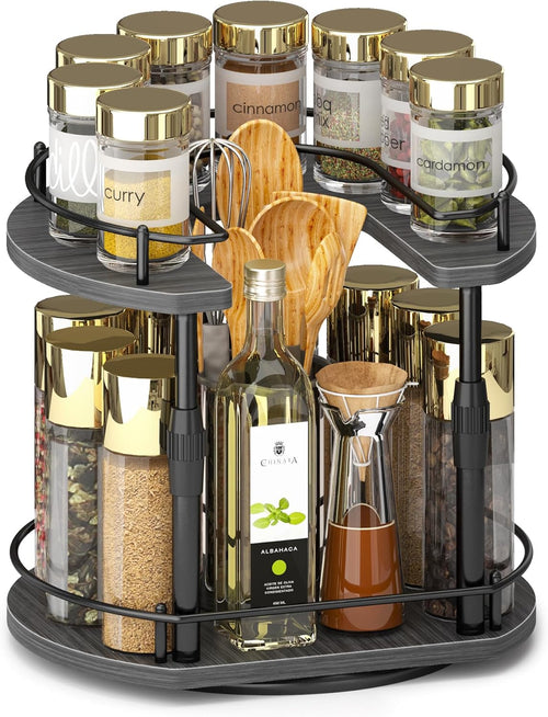 Across-Star Lazy-Susan-Spice-Rack -Organizer For Cabinet , 2-Tier Kitchen Counter Shelf Countertop Organizer