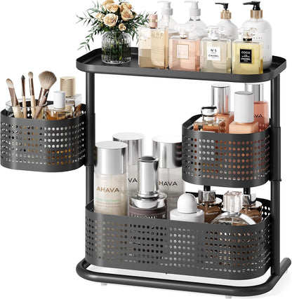 3 Tier Bathroom Counter Organizer, Rotating Countertop Vanity Storage Cabinet with Standing Shelf