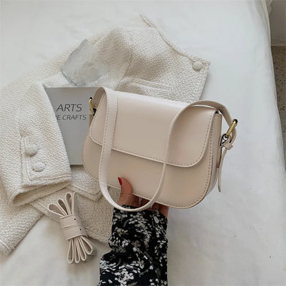 Cross-border Women's Medium PU Shoulder Messenger Bag 2025 New Fashion Elegant Simple Retro Square Design