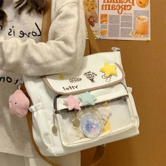 Women's Nylon Shoulder Small Fresh All-Match Pain Book-Carrying Large-Capacity Tote Bag Single Zipper Closure Student Crossbody