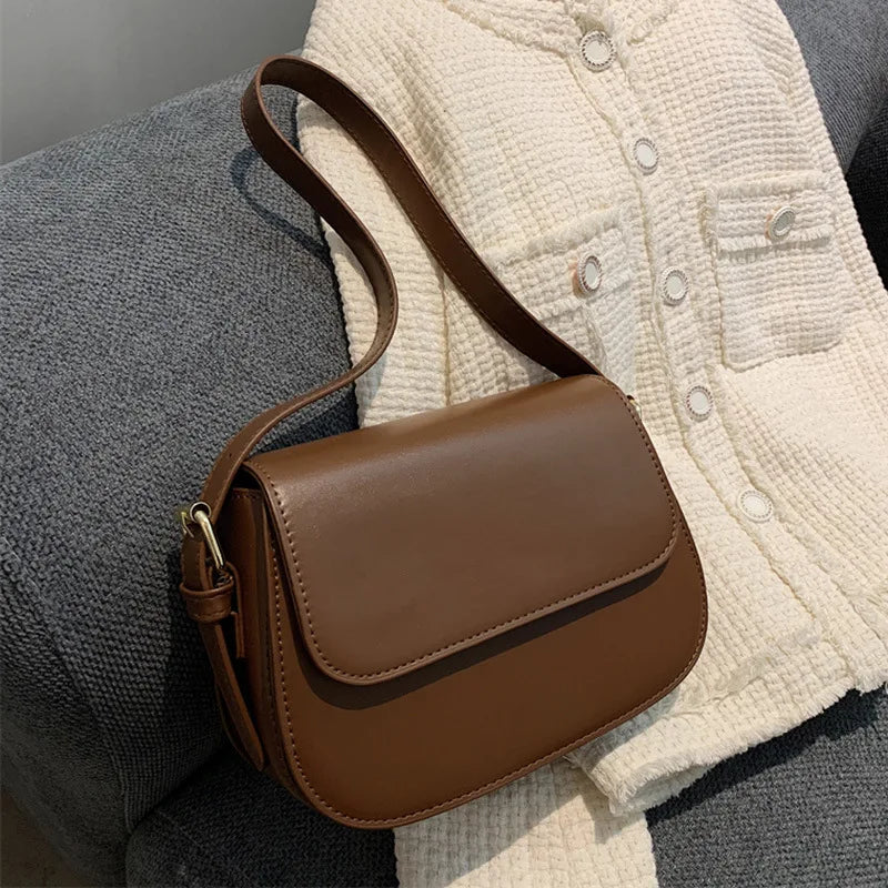 Cross-border Women's Medium PU Shoulder Messenger Bag 2025 New Fashion Elegant Simple Retro Square Design