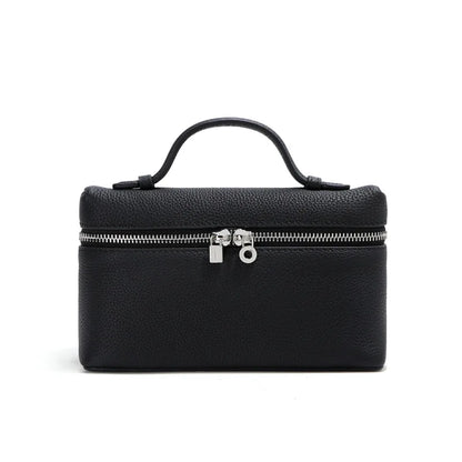 Genuine Leather Women's Lunch Box Bag with Zipper Closure White Small Crossbody Mobile Phone Bag 2026 New