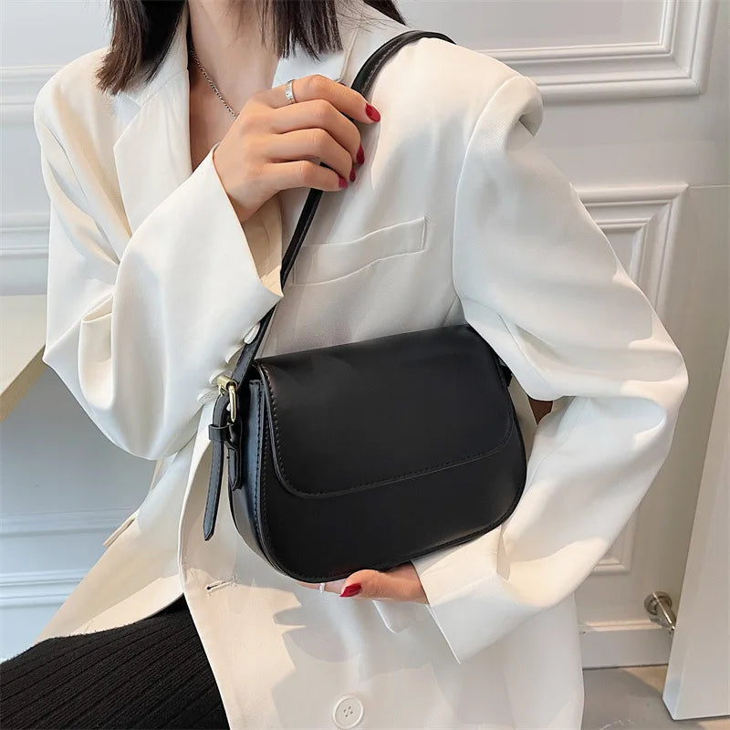 Cross-border Women's Medium PU Shoulder Messenger Bag 2025 New Fashion Elegant Simple Retro Square Design
