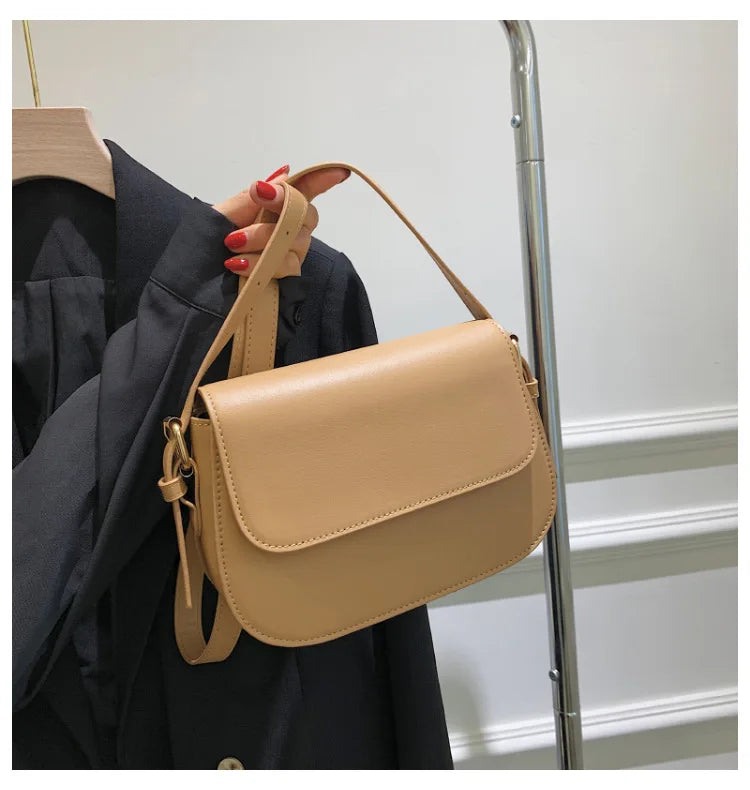 Cross-border Women's Medium PU Shoulder Messenger Bag 2025 New Fashion Elegant Simple Retro Square Design