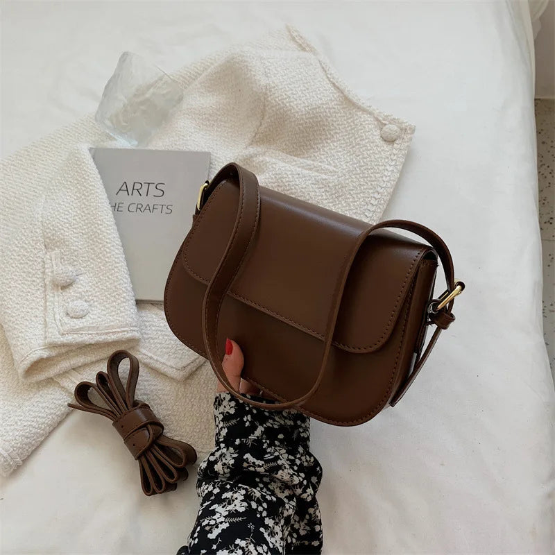 Cross-border Women's Medium PU Shoulder Messenger Bag 2025 New Fashion Elegant Simple Retro Square Design