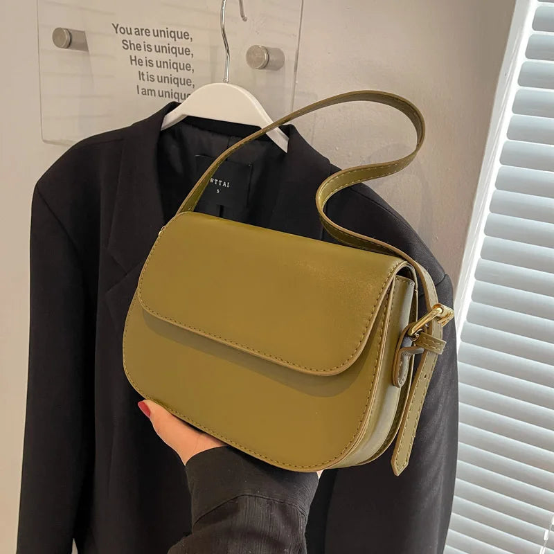 Cross-border Women's Medium PU Shoulder Messenger Bag 2025 New Fashion Elegant Simple Retro Square Design