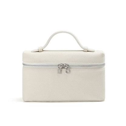 Genuine Leather Women's Lunch Box Bag with Zipper Closure White Small Crossbody Mobile Phone Bag 2026 New