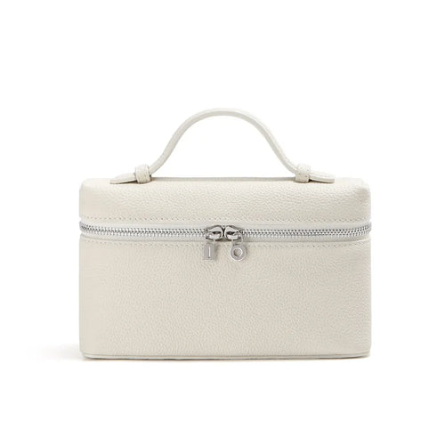 Genuine Leather Women's Lunch Box Bag with Zipper Closure White Small Crossbody Mobile Phone Bag 2026 New