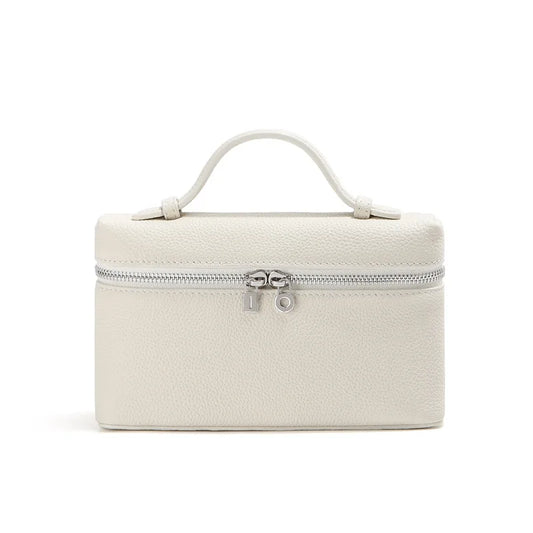 Genuine Leather Women's Lunch Box Bag with Zipper Closure White Small Crossbody Mobile Phone Bag 2026 New