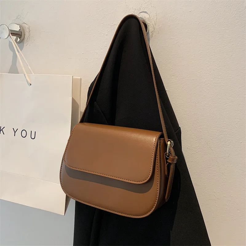 Cross-border Women's Medium PU Shoulder Messenger Bag 2025 New Fashion Elegant Simple Retro Square Design