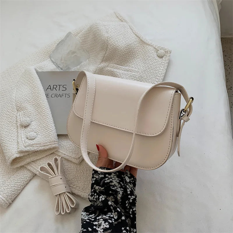Cross-border Women's Medium PU Shoulder Messenger Bag 2025 New Fashion Elegant Simple Retro Square Design